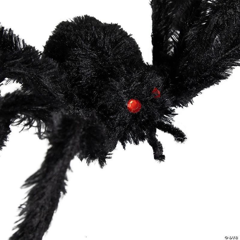24" Fuzzy Spider with Red Eyes Halloween Decoration