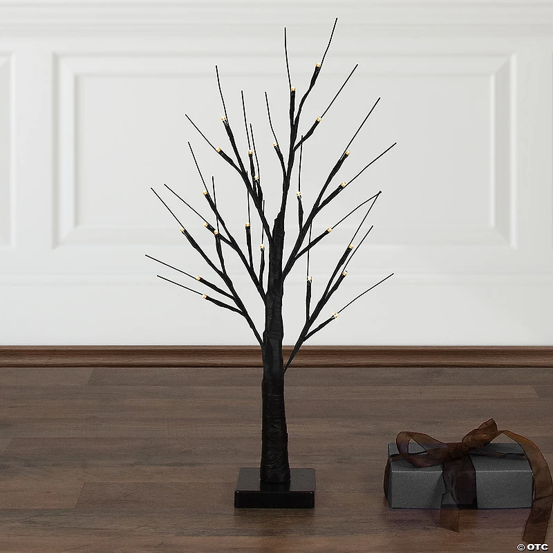 24" LED Lighted Black Halloween Twig Tree - Warm White Lights