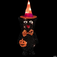 24" Lighted Black Cat in Witch's Hat Halloween Yard Decoration