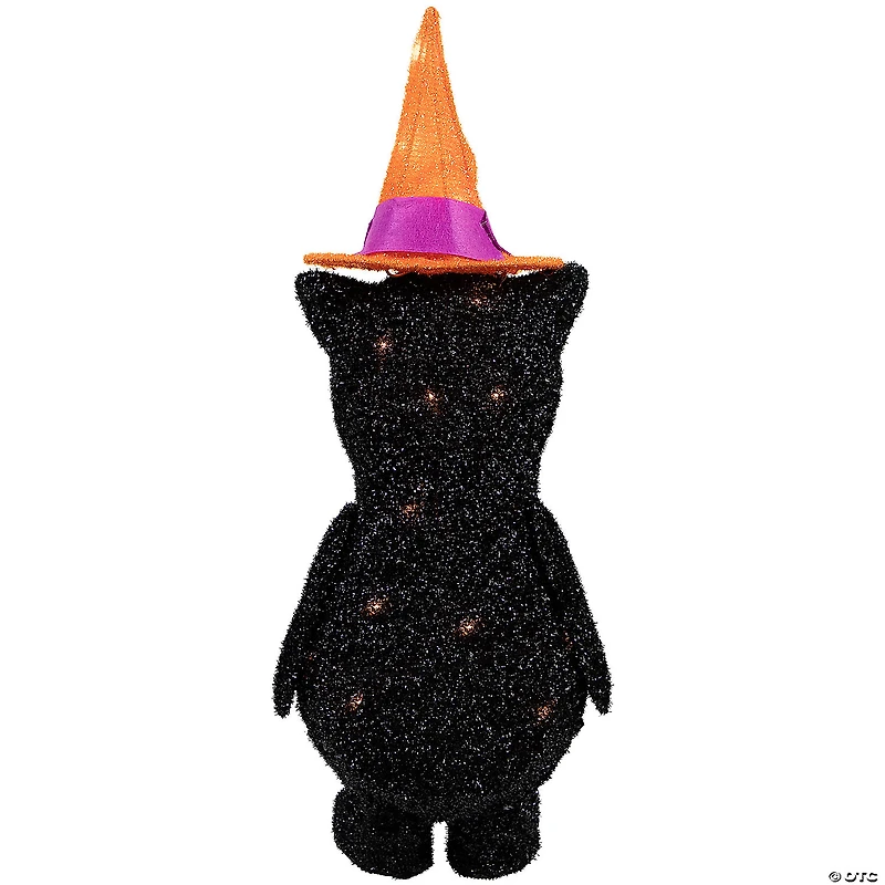 24" Lighted Black Cat in Witch's Hat Halloween Yard Decoration