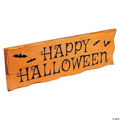 24" Wooden 'Happy Halloween' Wall Sign with Bats