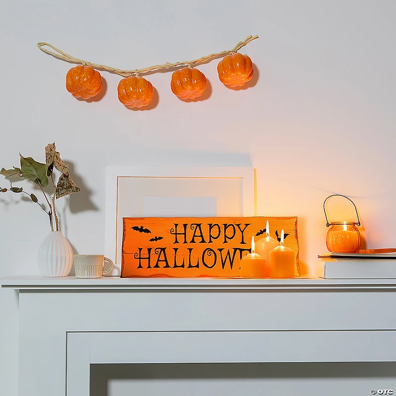 24" Wooden 'Happy Halloween' Wall Sign with Bats