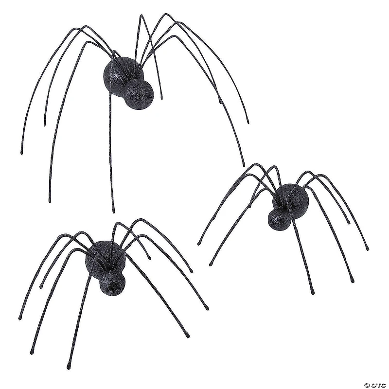 25" Giant Iron Spiders Halloween Decoration - Set of 3