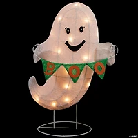 25" Lighted LED Ghost with "Boo" Banner Halloween Yard Decoration
