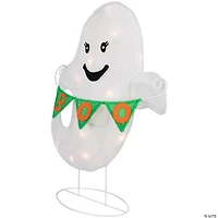 25" Lighted LED Ghost with "Boo" Banner Halloween Yard Decoration