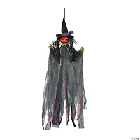 27 1/2" Hanging Pumpkinhead Scarecrow with Hat Halloween Decoration