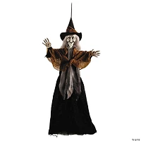 27 1/2" Hanging Smiling Witch with Gray Hair Halloween Decoration