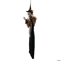 27 1/2" Hanging Smiling Witch with Gray Hair Halloween Decoration
