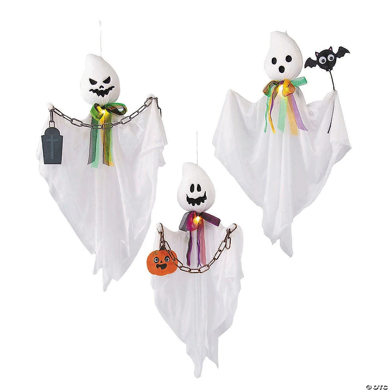 27 1/2" Hanging White Ghosts Halloween Decoration - Set of 3