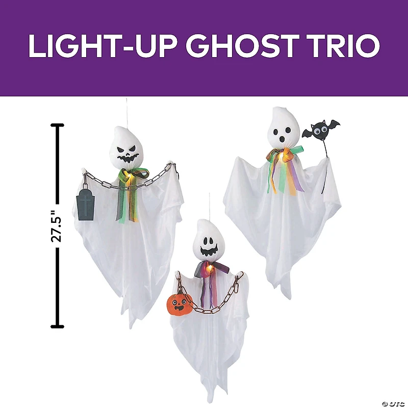 27 1/2" Hanging White Ghosts Halloween Decoration - Set of 3