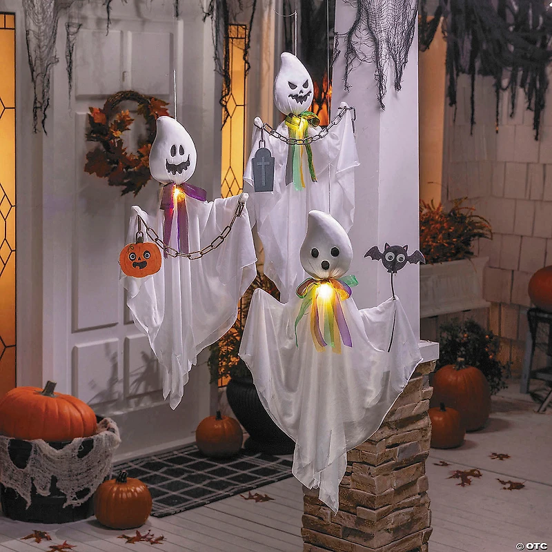 27 1/2" Hanging White Ghosts Halloween Decoration - Set of 3