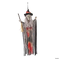 27 1/2" Hanging Witch with Hat & Broom Halloween Decoration