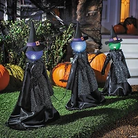 27 1/2" Light-Up LED Witch Pathway Yard Stakes Halloween Decoration