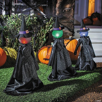 27 1/2" Light-Up LED Witch Pathway Yard Stakes Halloween Decoration