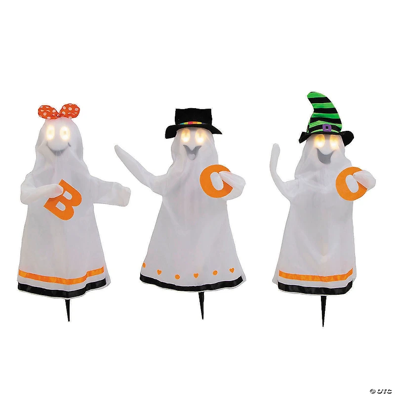 27 1/2" Talking Light-Up Ghosts Halloween Decoration - Set of 3
