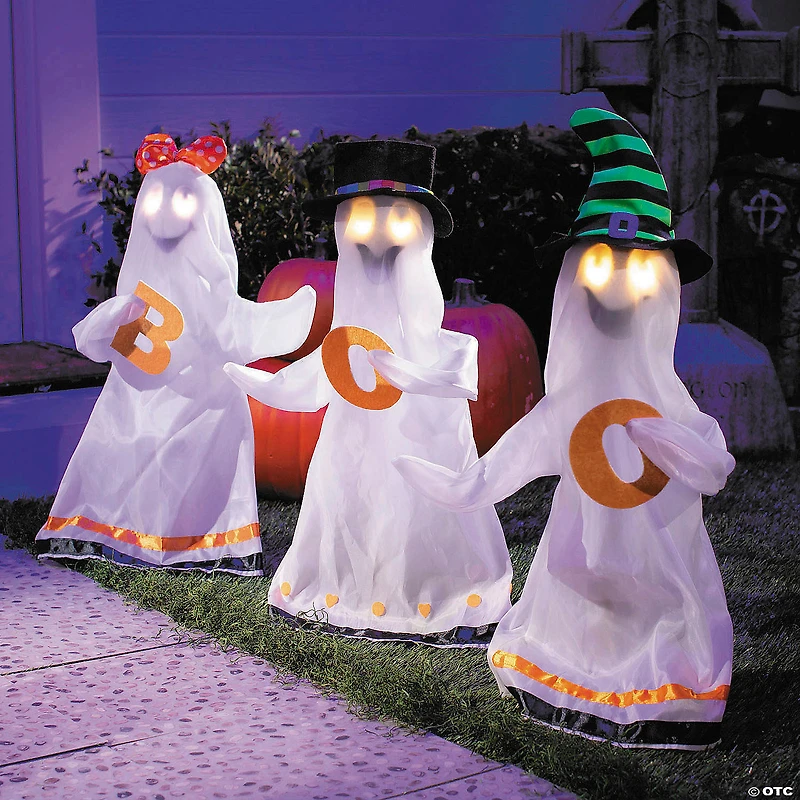 27 1/2" Talking Light-Up Ghosts Halloween Decoration - Set of 3