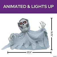 27 1/2" x 13 3/4" Animated Groundbreaker Skeleton with Hooded Cloak