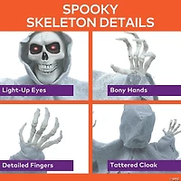27 1/2" x 13 3/4" Animated Groundbreaker Skeleton with Hooded Cloak
