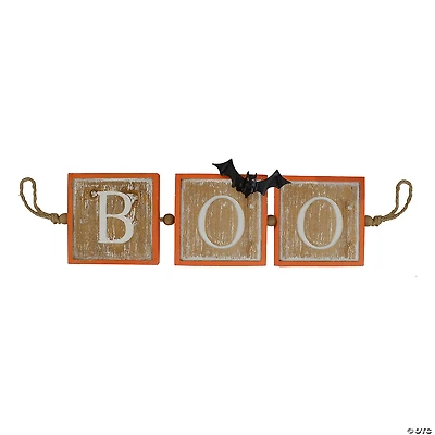 27.5" Beige and Orange BOO Halloween Hanging Banner