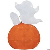 27.5" LED Lighted Battery Operated Jack-O-Lantern and Ghosts Halloween Decoration