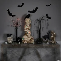 27.5" LED Lighted Skull Tower with Raven Halloween Decoration