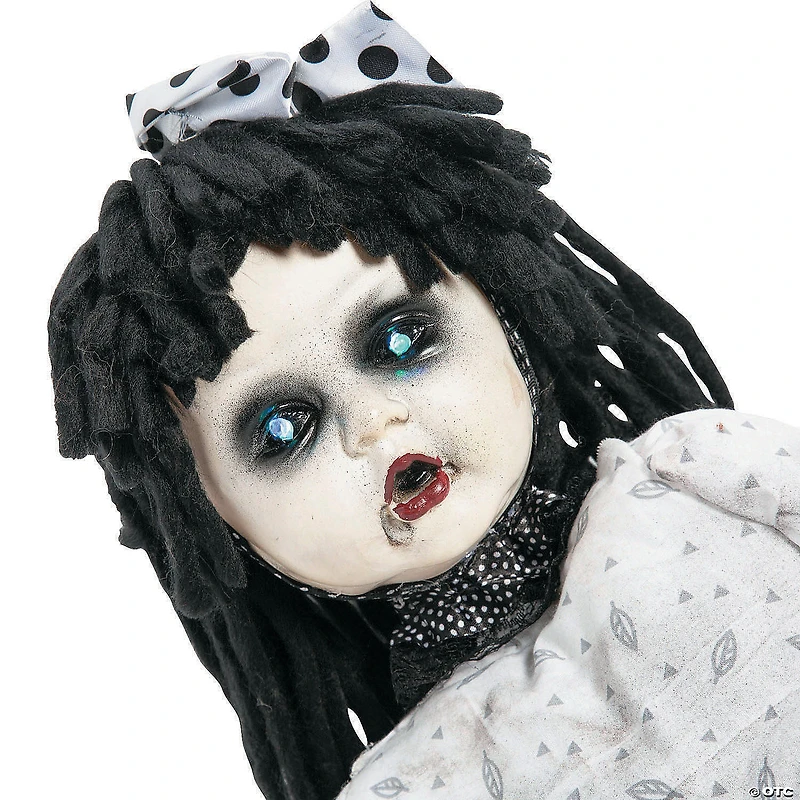 28 1/4" Life-Size Girl on Wooden Rocking Horse Halloween Decoration