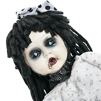 28 1/4" Life-Size Girl on Wooden Rocking Horse Halloween Decoration