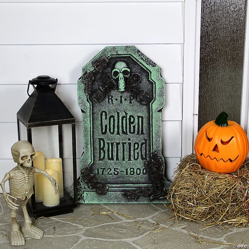 28.5" Colden Burried Halloween Tombstone Yard Decor