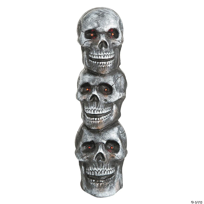 28" Light-Up LED Blow Mold Stack of Skulls Halloween Decoration
