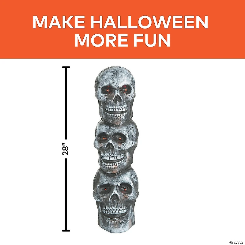 28" Light-Up LED Blow Mold Stack of Skulls Halloween Decoration