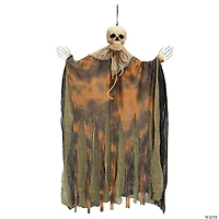 29 1/2" Hanging Pumpkin Man with Burlap Skeleton Head Halloween Decoration