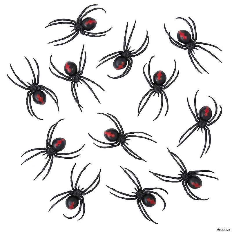 3 1/2" Magnetic Black Widow Spiders - 12 Pc.