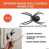 3 1/2" Magnetic Black Widow Spiders - 12 Pc.
