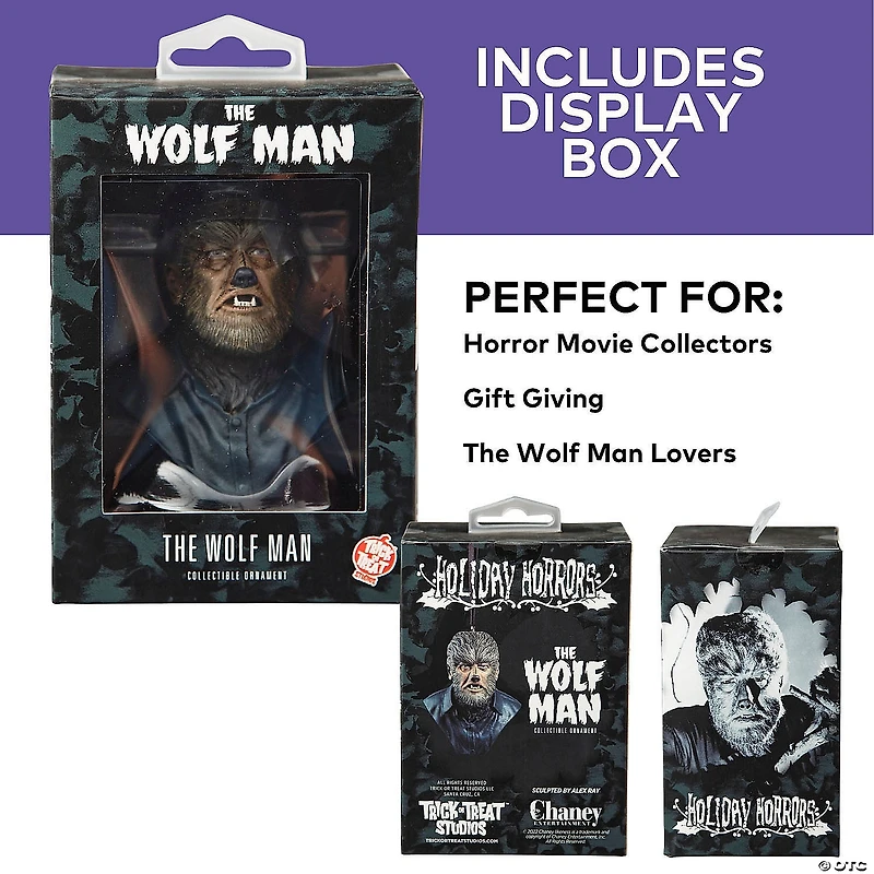 3 1/4" Chaney Entertainment’s The Wolf Man™ Mini Bust Collectible Ornament