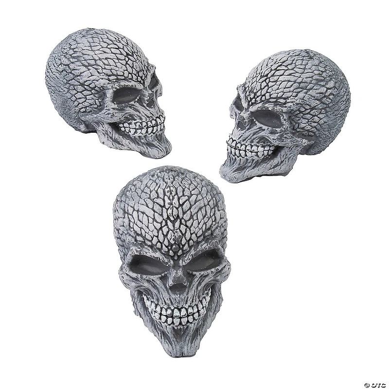 3 3/4" x 5 1/2" Textured Grinning Gray Skulls Halloween Decoration