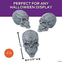 3 3/4" x 5 1/2" Textured Grinning Gray Skulls Halloween Decoration