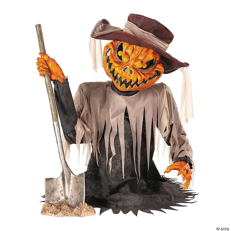 3 Ft. Animated Light-Up Pop-Up Pumpkin Head Scarecrow Halloween Decoration