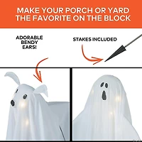 3 Ft. Light-Up White Ghost with Two Ghost Dogs Halloween Decoration