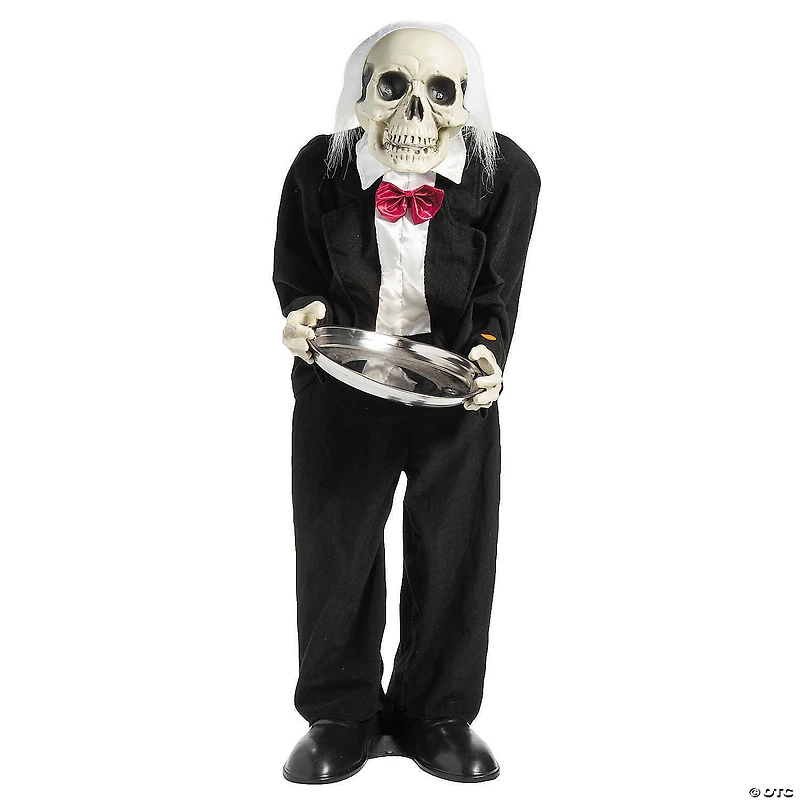 3 Ft. Standing Black & White Skeleton Butler Halloween Decoration