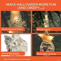 30 1/4" Hanging Light-Up Upside-Down Skeleton Cocoon with Chain Halloween Decoration