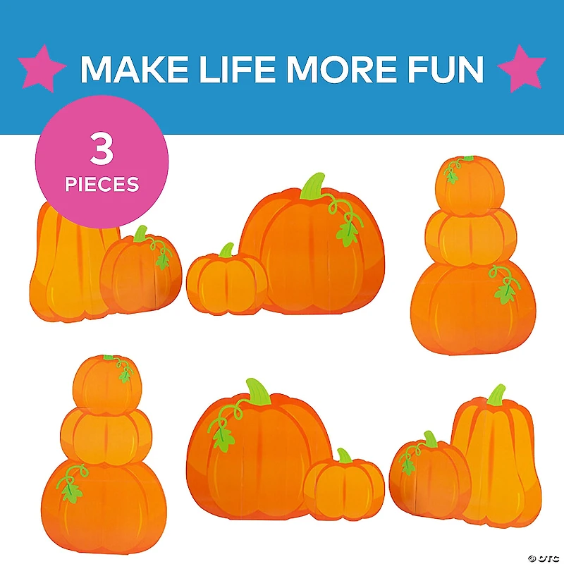 30" - 4 Ft. 4" Harvest Pumpkin Orange Cardboard Cutout Stand-Ups - 3 Pc.