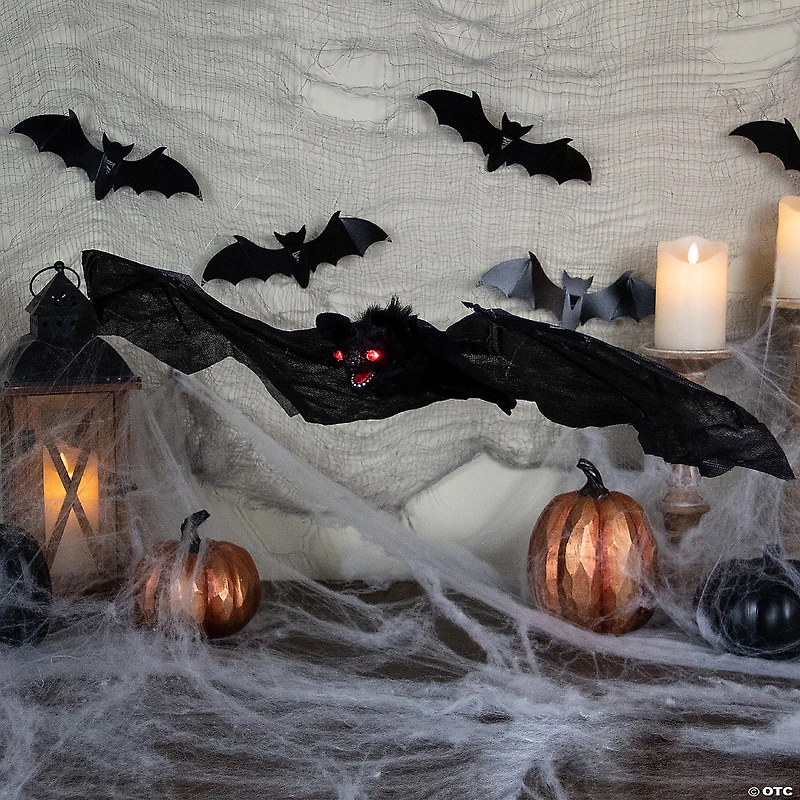 30" Hanging Halloween Bat Decoration with Red Eyes