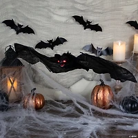 30" Hanging Halloween Bat Decoration with Red Eyes