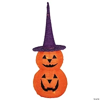 30" Pop Up Lighted Tinsel Stacked Jack-O-Lanterns Halloween Decoration