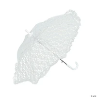 30" White Polyester Lace with Plastic Handle Parasol