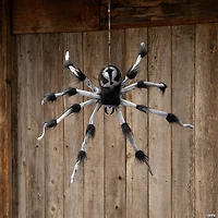 31 1/2" Gray and Black Hairy Floating Spider Hanging Halloween Decoration