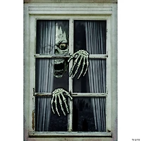 31 1/2" x 47 1/4" Halloween Skull & Hands Scary Window Frame Hanging Decoration