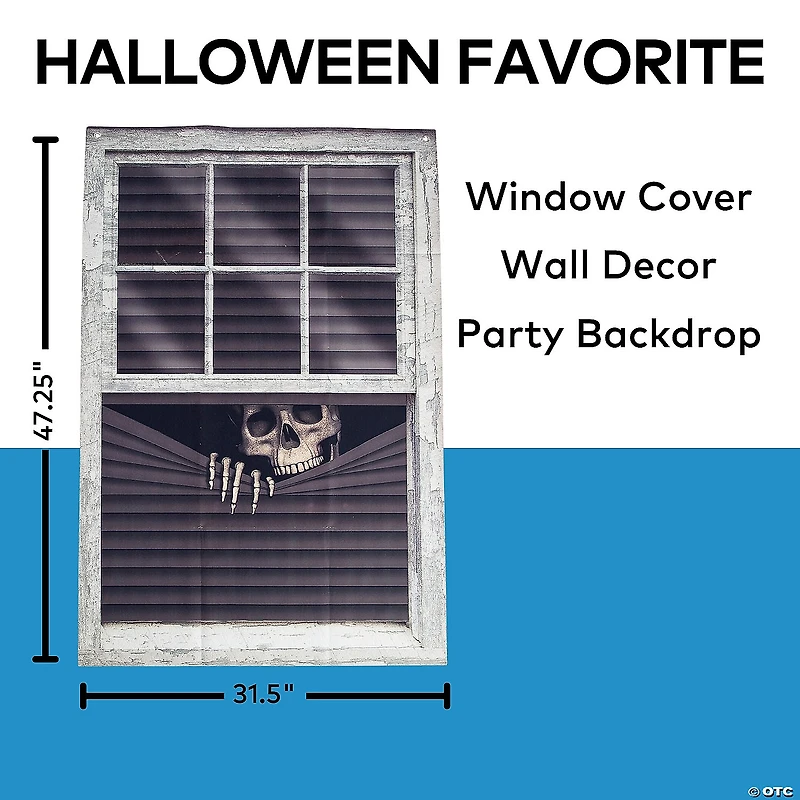 31 1/2" x 47 1/4" Peeking Skeleton Vinyl Halloween Curtain Decoration