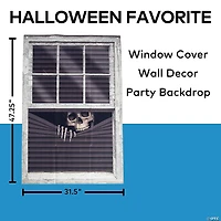 31 1/2" x 47 1/4" Peeking Skeleton Vinyl Halloween Curtain Decoration