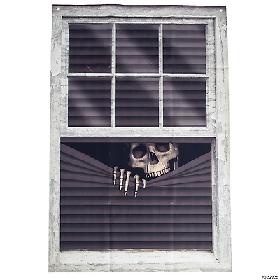 31 1/2" x 47 1/4" Peeking Skeleton Vinyl Halloween Curtain Decoration